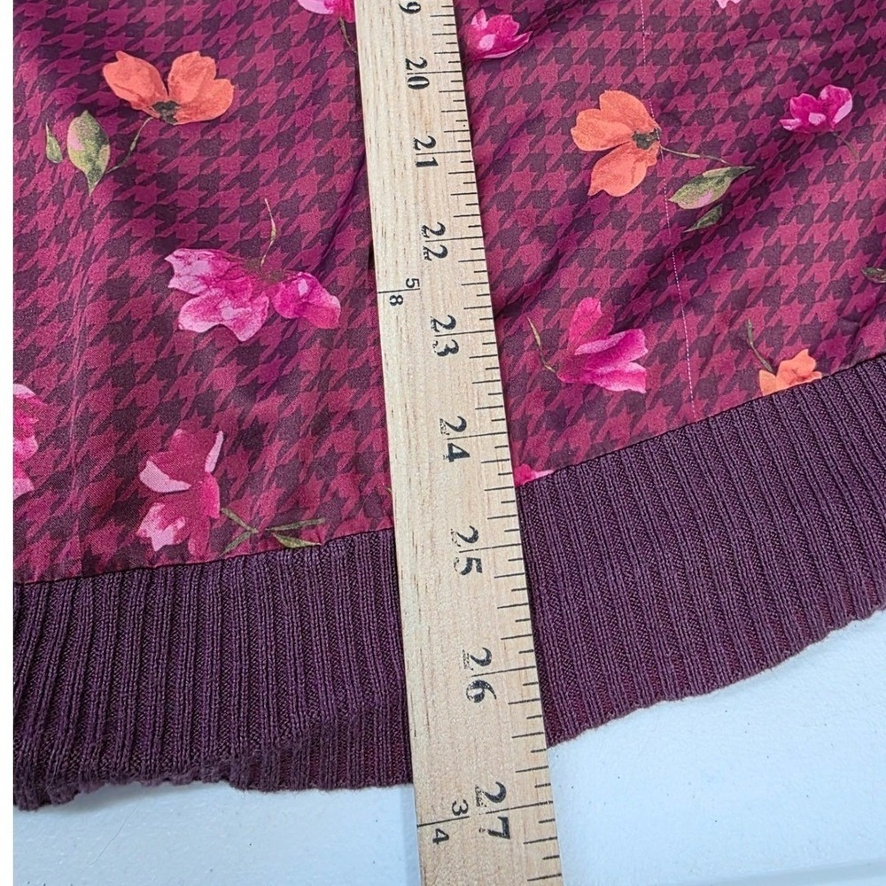 Isaac Mizrahi Live Estate Purple Floral Houndstooth Cardigan Sweater Womens 2X - Picture 8 of 9